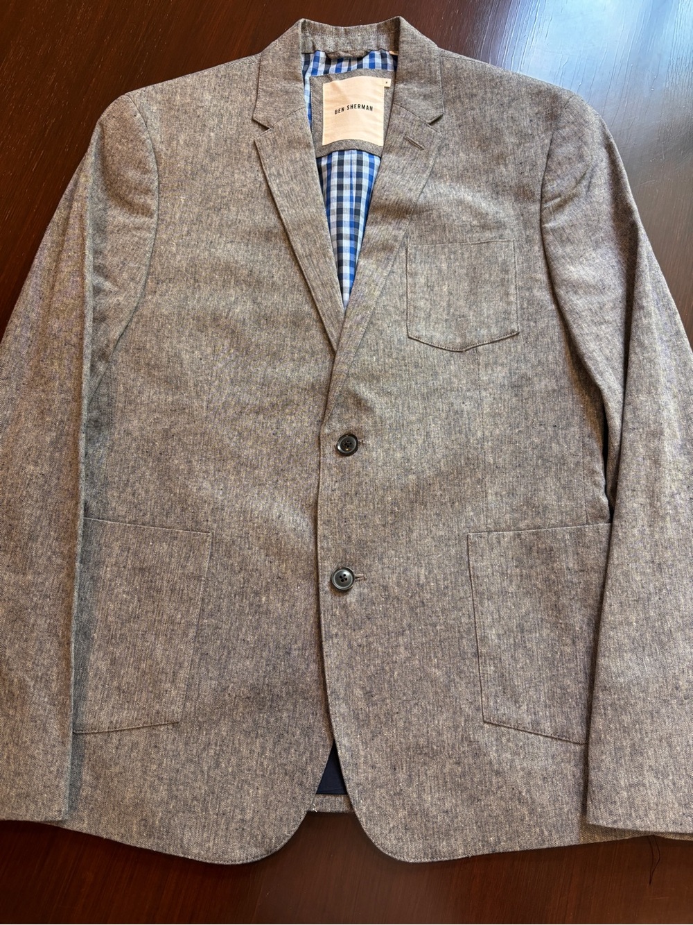 Ben Sherman Gray Tweed Sport Coat with Check Lining